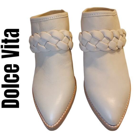 Dolce Vita Surla Ivory Braided Vamp Leather Womens US 7 Mule Festival Boho New - Picture 1 of 16